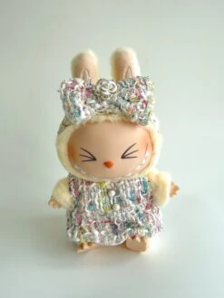 Labubu Winter White Tweed Dress & Bow Set - Coco Inspired