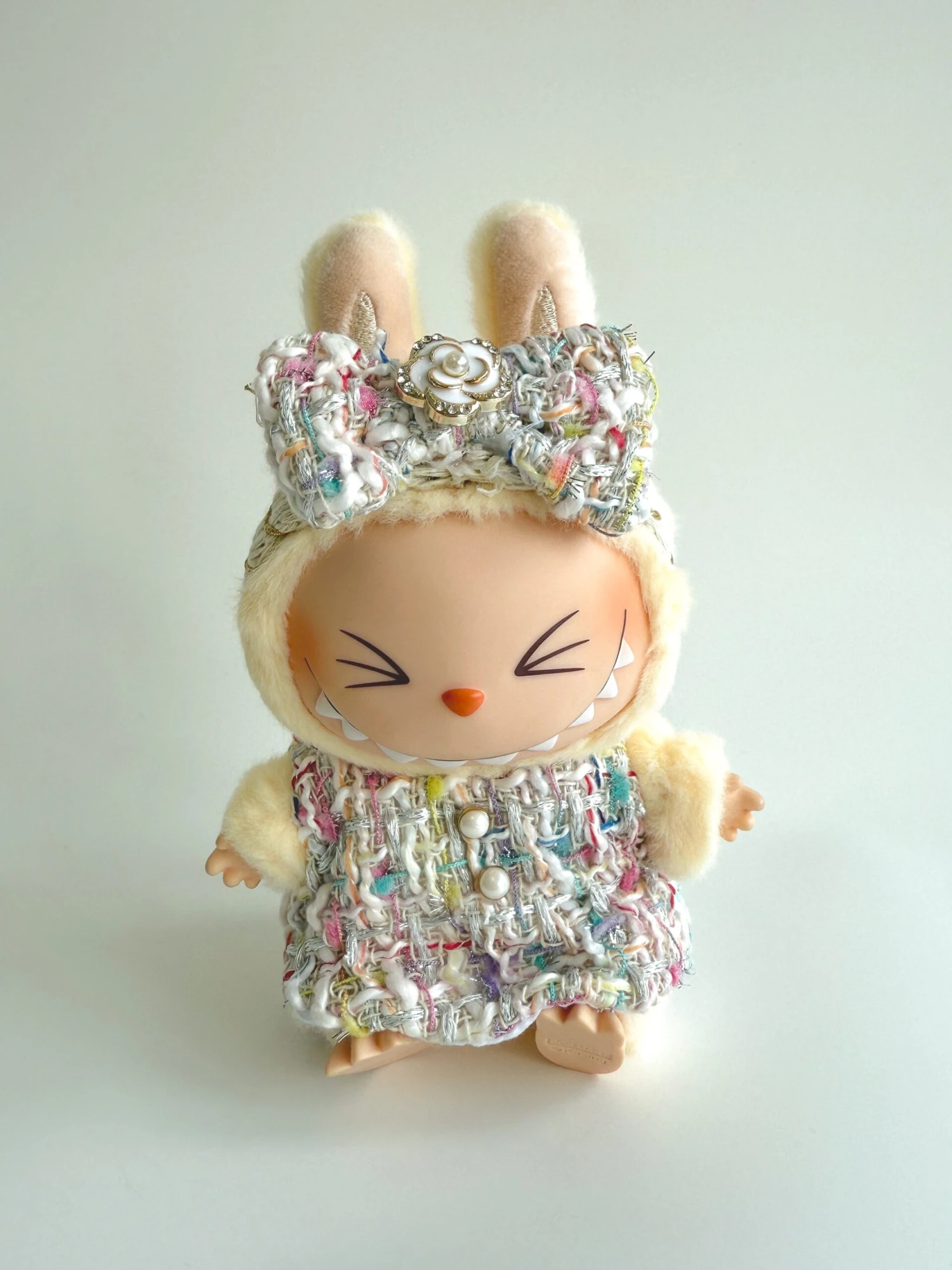 Labubu Winter White Tweed Dress & Bow Set - Coco Inspired