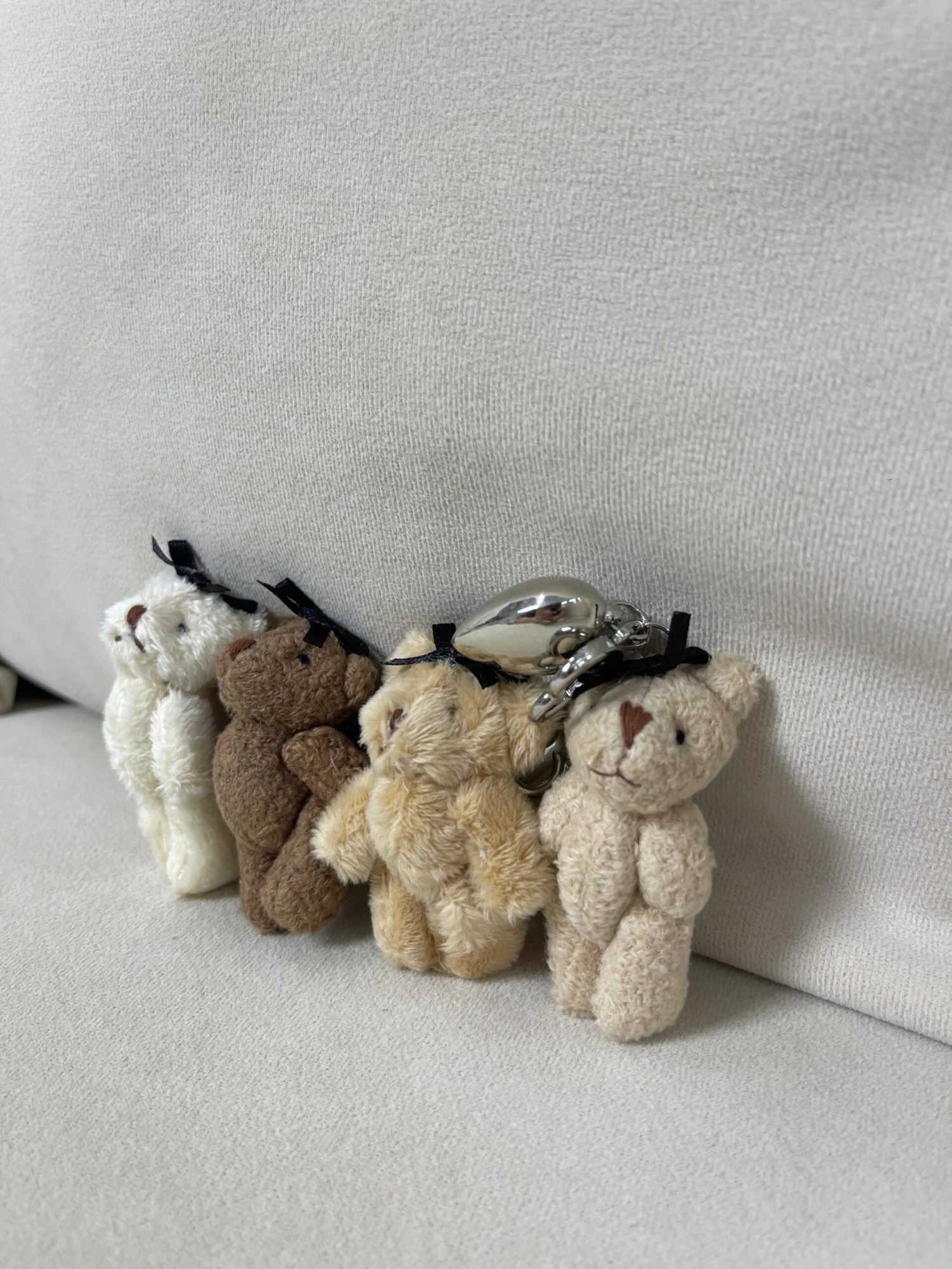 Petite Plush Teddy Bag Charm With Silver Heart 4 Petite Plush Teddy Bag Charm With Silver Heart - Image 2