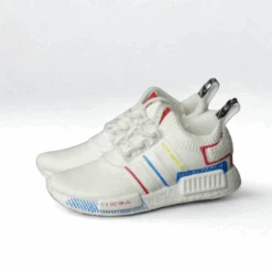 Labubu Miniature NMD Sneakers - White Knit Runner With Multicolor Accents