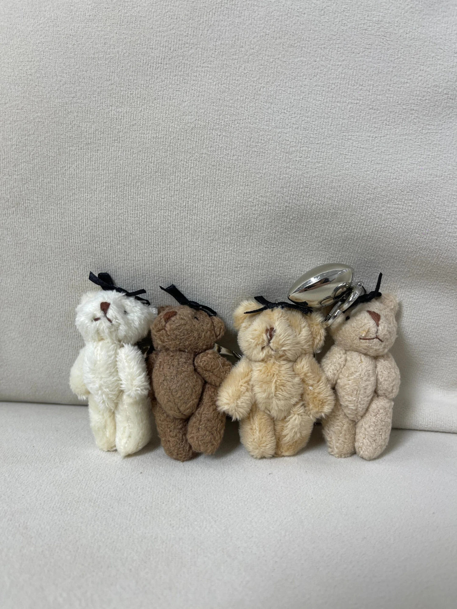 Petite Plush Teddy Bag Charm With Silver Heart 3 Petite Plush Teddy Bag Charm With Silver Heart