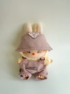 Labubu Pink Designer Bucket Hat & Overalls Set - Prada Inspired