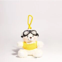 Yellow Sweater Aviator Bear Bag Charm