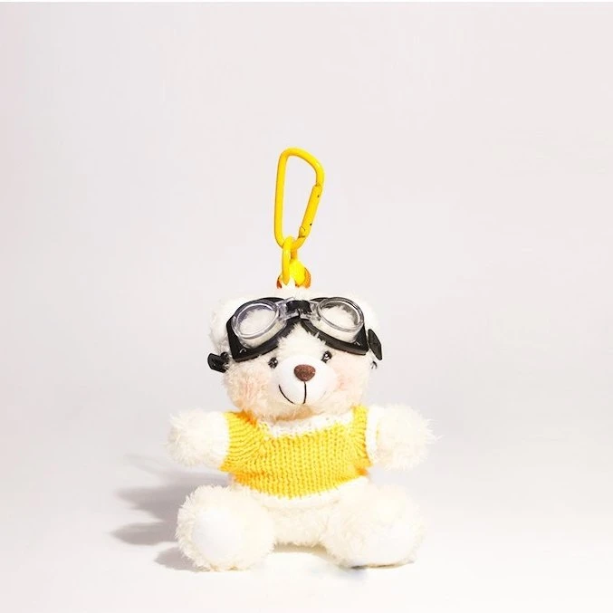 Yellow Sweater Aviator Bear Bag Charm 3 Yellow Sweater Aviator Bear Bag Charm