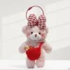 Gingham Bow Pink Teddy Bear Bag Charm -Bobby Sales IMG 4720