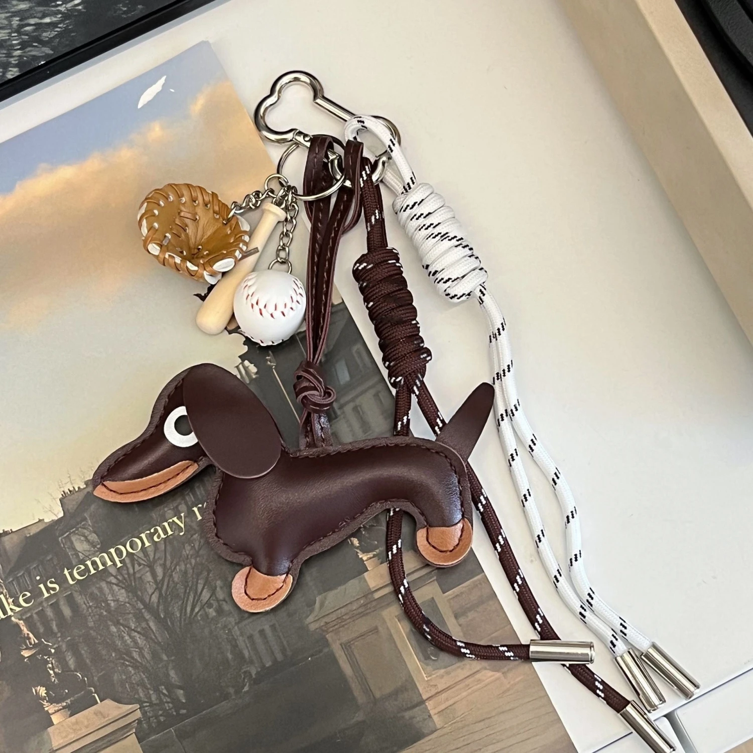 Playful Dachshund Baseball Bag Charm 3 Playful Dachshund Baseball Bag Charm