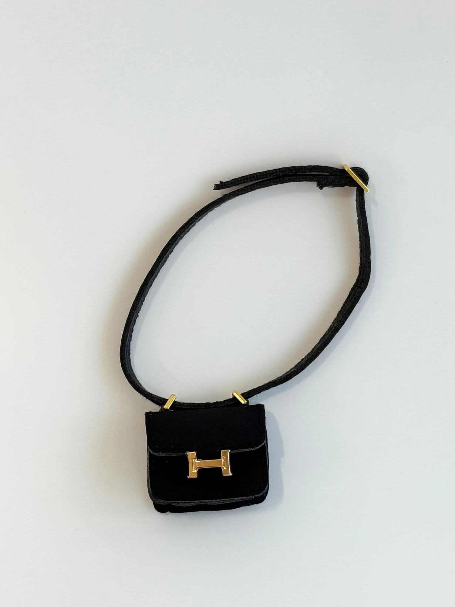 Labubu Mini Micro H Flap Crossbody - Black With Gold Accent 3 Labubu Mini Micro H Flap Crossbody - Black With Gold Accent