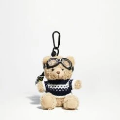 Black And White Sweater Aviator Teddy Bag Charm