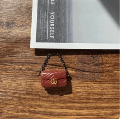 Labubu Mini Quilted Handbag - Red With Gold Accent