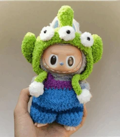 Labubu Cosmic Alien Costume Set - Blue Overalls With Monster Hood (17cm)