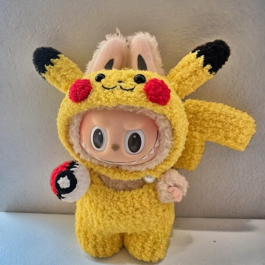 Labubu Pikachu Costume Set - Yellow Electric Character Outfit (17cm) 3 Labubu Pikachu Costume Set - Yellow Electric Character Outfit (17cm)