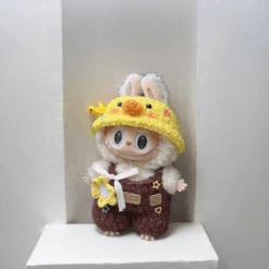 Labubu Adventure Outfit Set - Brown Costume & Yellow Hat (17cm)