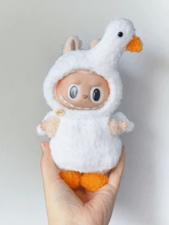 Labubu Duckling Hoodie Outfit Set - White Hooded Costume (17cm)