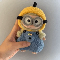 Labubu Adorable Plush - Blue Body With Yellow Fluffy Tail (17cm)