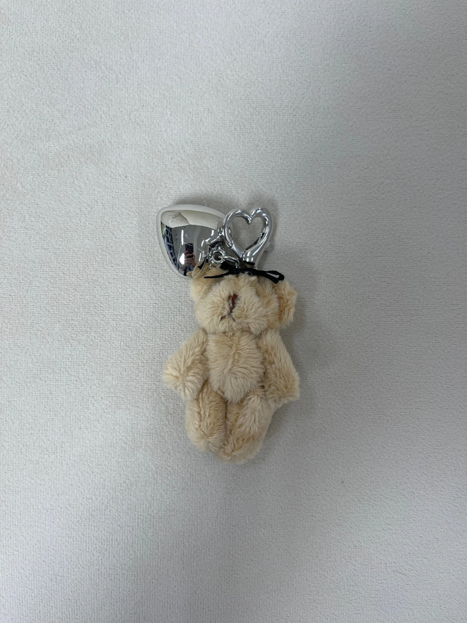 Petite Plush Teddy Bag Charm With Silver Heart 8 Petite Plush Teddy Bag Charm With Silver Heart - Image 6