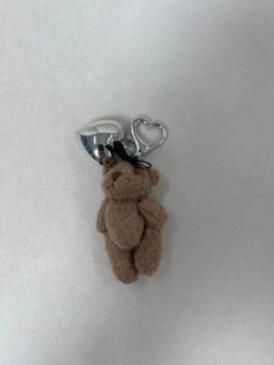 Petite Plush Teddy Bag Charm With Silver Heart 15 Petite Plush Teddy Bag Charm With Silver Heart -Bobby Sales bearwithribbondarkbrown