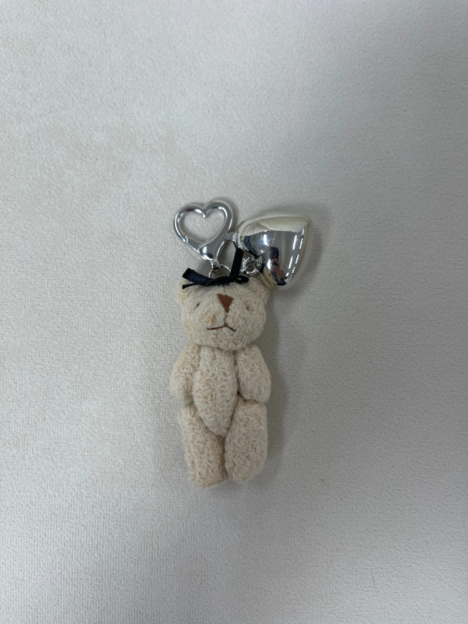 Petite Plush Teddy Bag Charm With Silver Heart 7 Petite Plush Teddy Bag Charm With Silver Heart - Image 5
