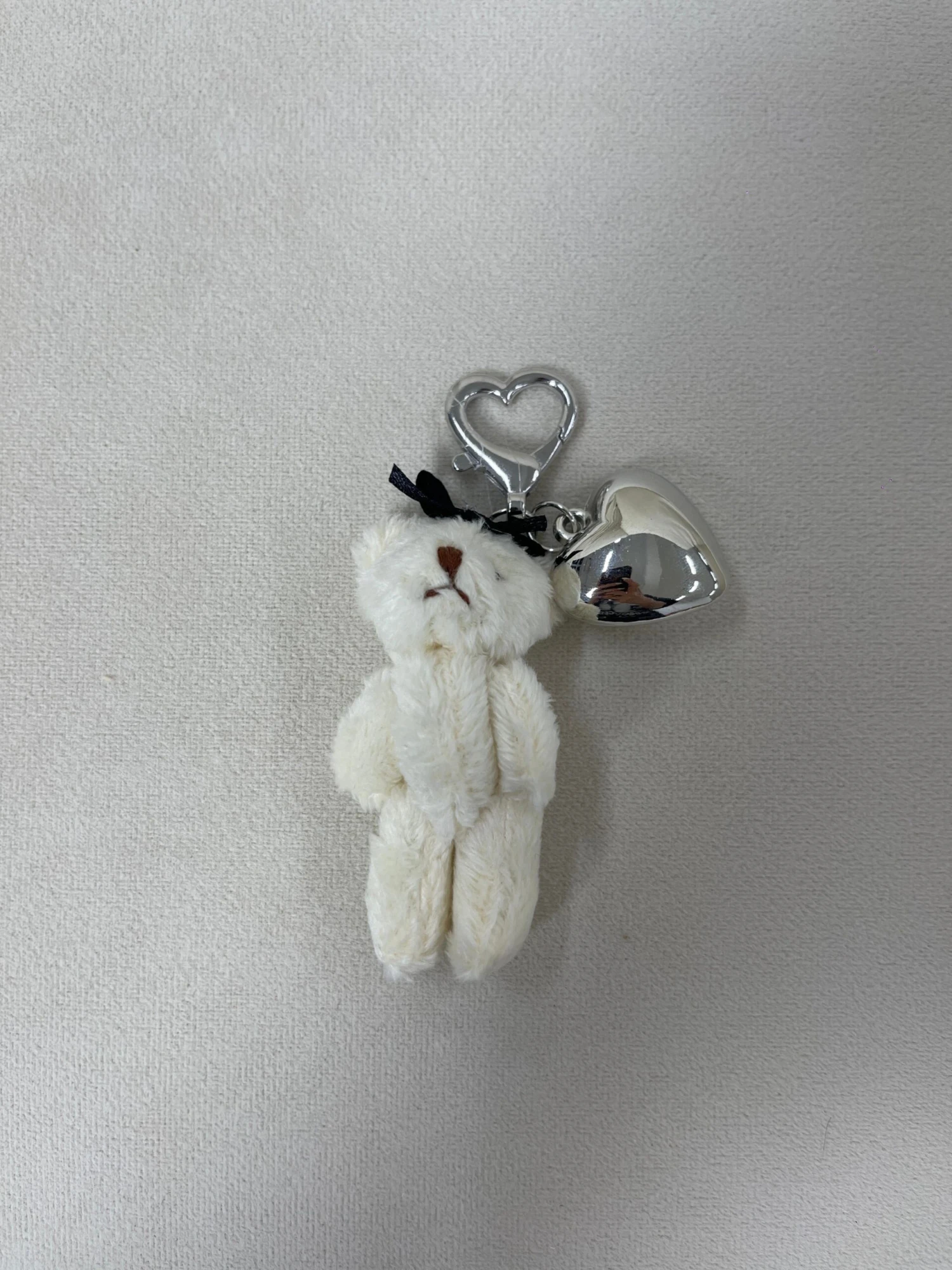 Petite Plush Teddy Bag Charm With Silver Heart 6 Petite Plush Teddy Bag Charm With Silver Heart - Image 4