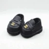 Labubu Designer Loafers - Black With Gold Emblem -Bobby Sales chanelblackshoes