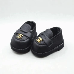 Labubu Designer Loafers - Black With Gold Emblem