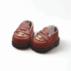 Labubu Designer Loafers - Brown With Gold Emblem