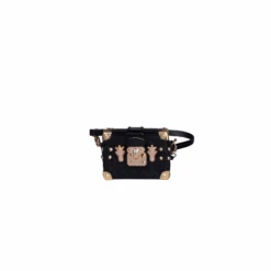 Labubu L.V. Inspired Mini Trunk Crossbody Bag - Black With Gold Accents